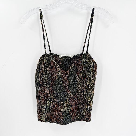 ZARA Basic Colorful Floral Smocked Cropped Tank Women's Size Small - Picture 1 of 7
